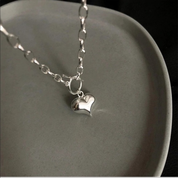 NEW 925 STERLING SILVER HEART CHAIN NECKLACE, NICE NECKLACE, CUTE NECKLACE - Picture 5 of 6